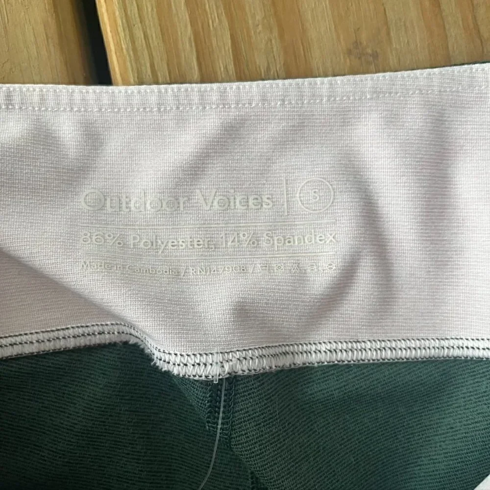** Outdoor Voices Green Colorblock Leggings Pink Green Small